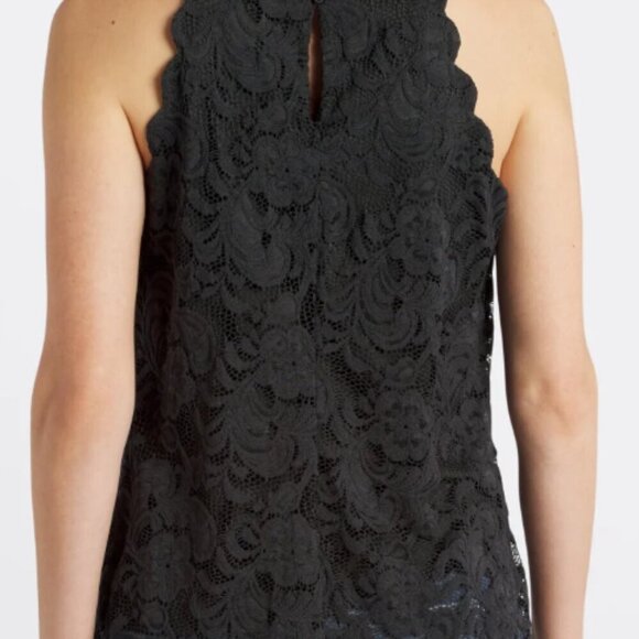 FORTUNE + IVY Chiya Lace Scalloped Halter Blouse  XL | Black - Picture 2 of 6